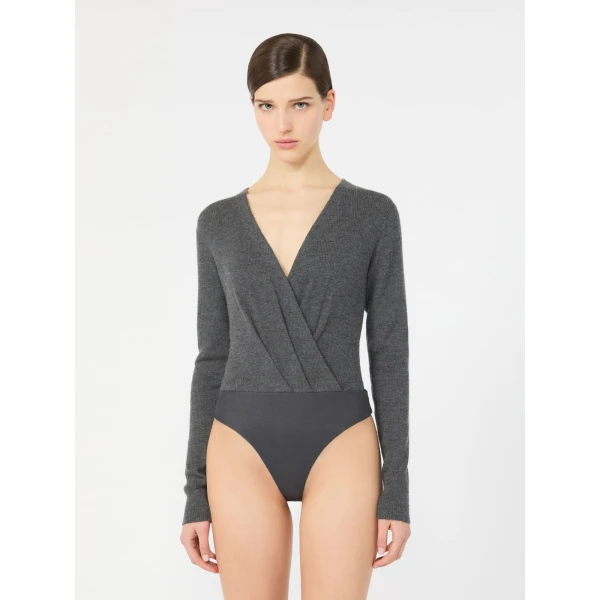 Max Mara Gelato Cashmere Yarn Sweater Bodysuit in Dark Grey | Sweaters | Luxury Shoes 