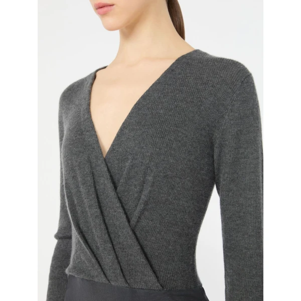 Max Mara Gelato Cashmere Yarn Sweater Bodysuit in Dark Grey | Sweaters | Luxury Shoes 