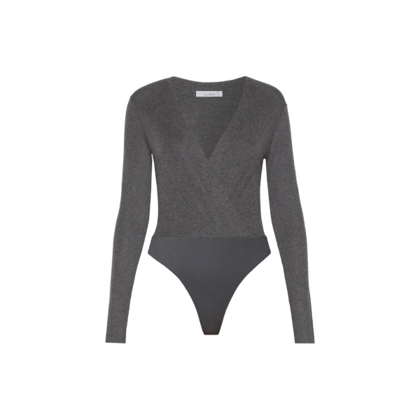Max Mara Gelato Cashmere Yarn Sweater Bodysuit in Dark Grey | Sweaters | Luxury Shoes 