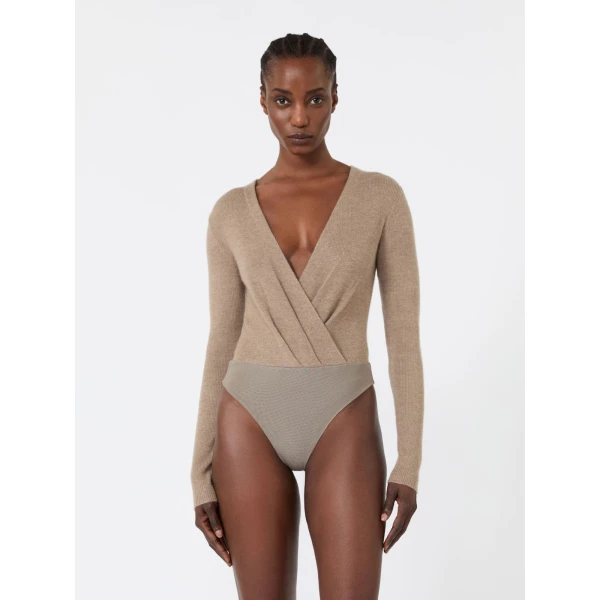 Max Mara Gelato Cashmere Yarn Sweater Bodysuit in Sand | Sweaters | Luxury Shoes 