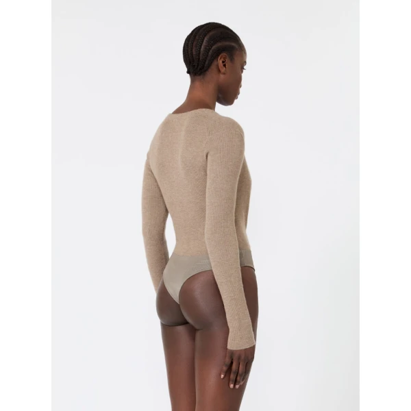 Max Mara Gelato Cashmere Yarn Sweater Bodysuit in Sand | Sweaters | Luxury Shoes 