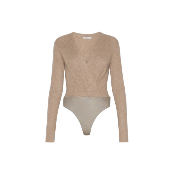 Max Mara Gelato Cashmere Yarn Sweater Bodysuit in Sand | Sweaters | Luxury Shoes 