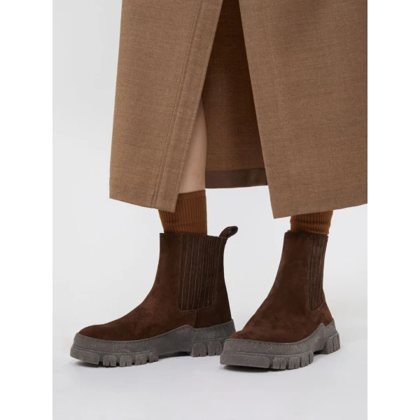 Max Mara Genepi Suede Ankle Boots in Brown | Boots | Luxury Shoes 