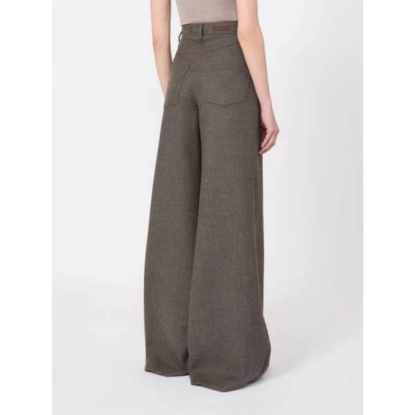 Max Mara Gennaio Felted Wool Wide-Leg Trousers in Brown Grey | Wide leg pants | Luxury Shoes 