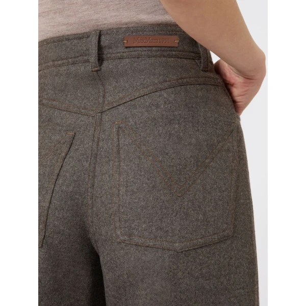 Max Mara Gennaio Felted Wool Wide-Leg Trousers in Brown Grey | Wide leg pants | Luxury Shoes 