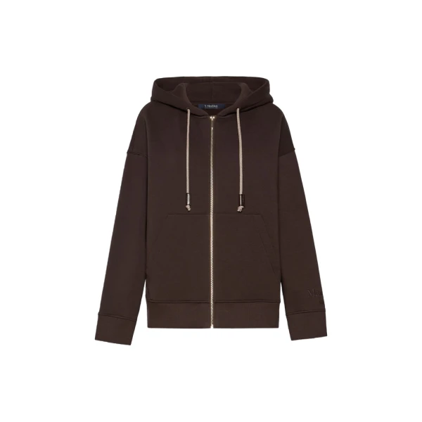 Gentile Brushed Jersey Hooded Sweatshirt in Brown