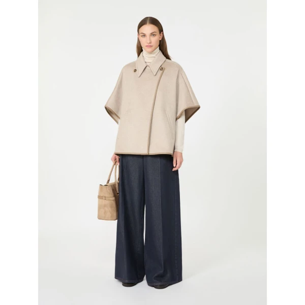 Max Mara Gentile Cropped Cashmere Drap Cape in Beige | Coats | Luxury Shoes 
