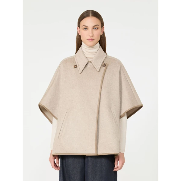 Max Mara Gentile Cropped Cashmere Drap Cape in Beige | Coats | Luxury Shoes 