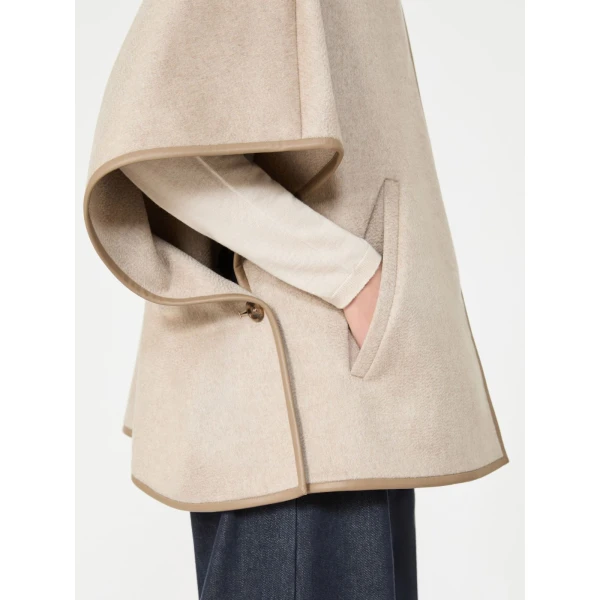 Max Mara Gentile Cropped Cashmere Drap Cape in Beige | Coats | Luxury Shoes 