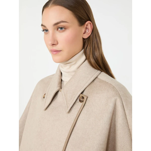 Max Mara Gentile Cropped Cashmere Drap Cape in Beige | Coats | Luxury Shoes 
