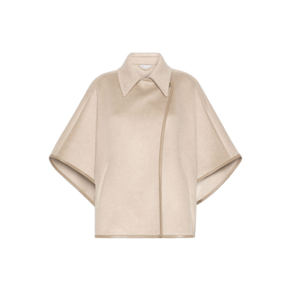 Max Mara Gentile Cropped Cashmere Drap Cape in Beige | Coats | Luxury Shoes 