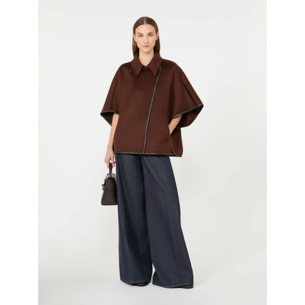 Max Mara Gentile Cropped Cashmere Drap Cape in Rust | Coats | Luxury Shoes 