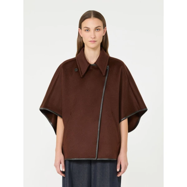 Max Mara Gentile Cropped Cashmere Drap Cape in Rust | Coats | Luxury Shoes 