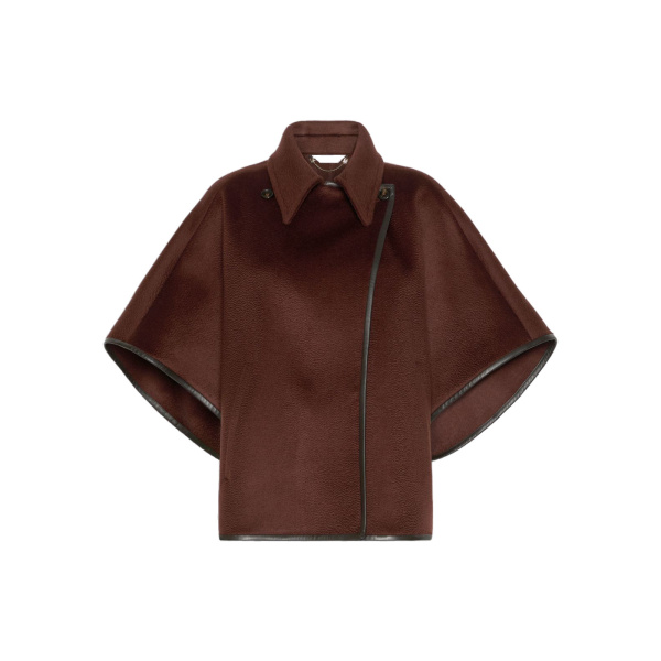 Max Mara Gentile Cropped Cashmere Drap Cape in Rust | Coats | Luxury Shoes 