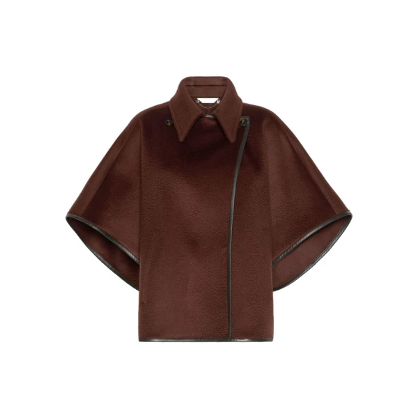 Gentile Cropped Cashmere Drap Cape in Rust