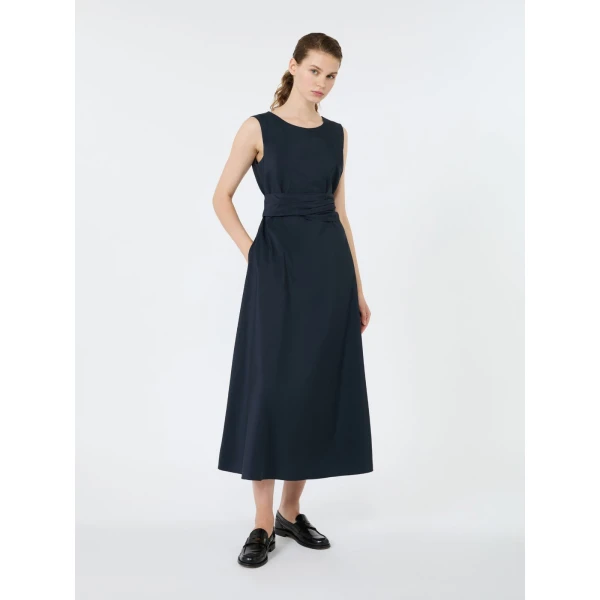 Max Mara Gentile Flared Taffeta Dress in Navy | Maxi Dresses | Luxury Shoes 