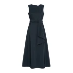 Max Mara Gentile Flared Taffeta Dress in Navy | Maxi Dresses | Luxury Shoes 