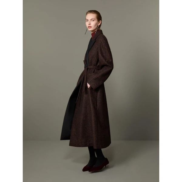 Max Mara Genzana Wool and Alpaca Redingote Coat in Dark Brown | Wool Coat | Luxury Shoes 