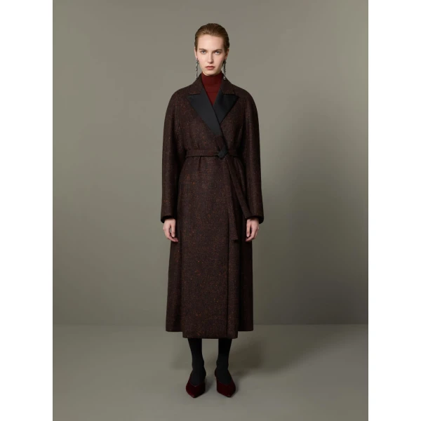 Max Mara Genzana Wool and Alpaca Redingote Coat in Dark Brown | Wool Coat | Luxury Shoes 