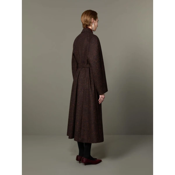 Max Mara Genzana Wool and Alpaca Redingote Coat in Dark Brown | Wool Coat | Luxury Shoes 