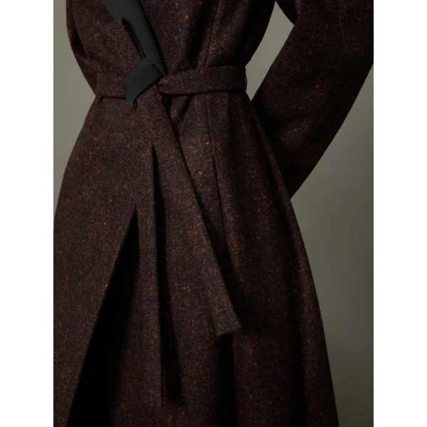 Max Mara Genzana Wool and Alpaca Redingote Coat in Dark Brown | Wool Coat | Luxury Shoes 