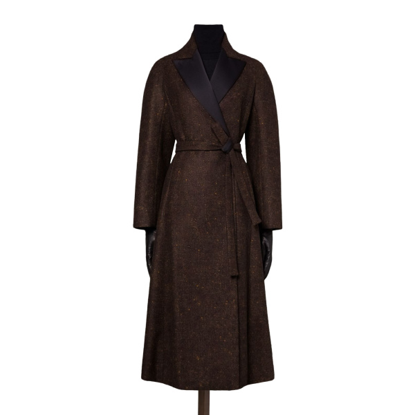 Max Mara Genzana Wool and Alpaca Redingote Coat in Dark Brown | Wool Coat | Luxury Shoes 