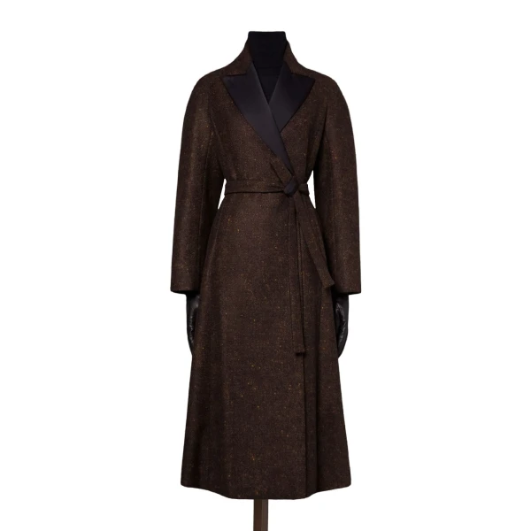 Max Mara Genzana Wool and Alpaca Redingote Coat in Dark Brown | Wool Coat | Luxury Shoes 