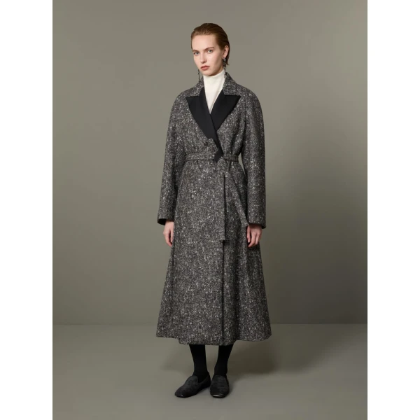 Max Mara Genzana Wool and Alpaca Redingote Coat in Medium Grey | Wool Coat | Luxury Shoes 