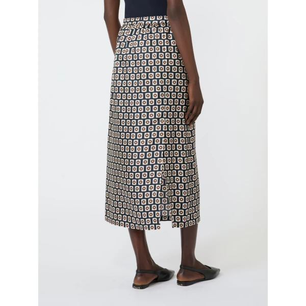 Max Mara Geranio Printed Silk Twill Midi Skirt in Ultramarine | Pencil Skirts | Luxury Shoes 
