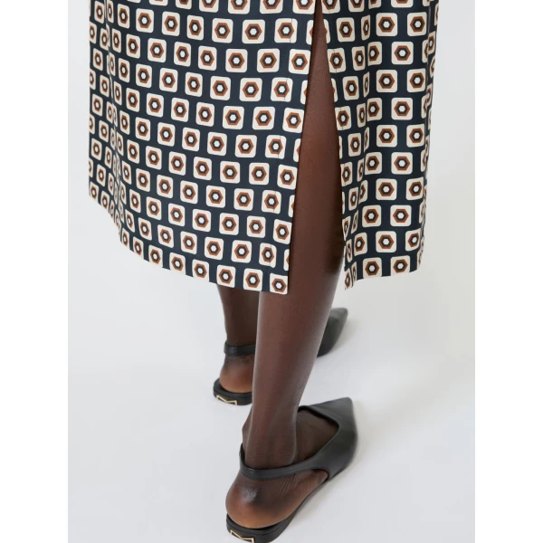 Max Mara Geranio Printed Silk Twill Midi Skirt in Ultramarine | Pencil Skirts | Luxury Shoes 