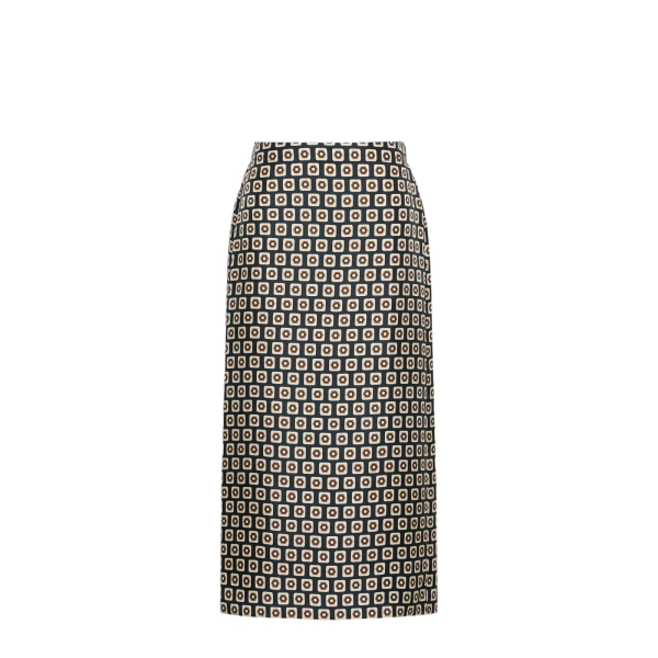 Max Mara Geranio Printed Silk Twill Midi Skirt in Ultramarine | Pencil Skirts | Luxury Shoes 
