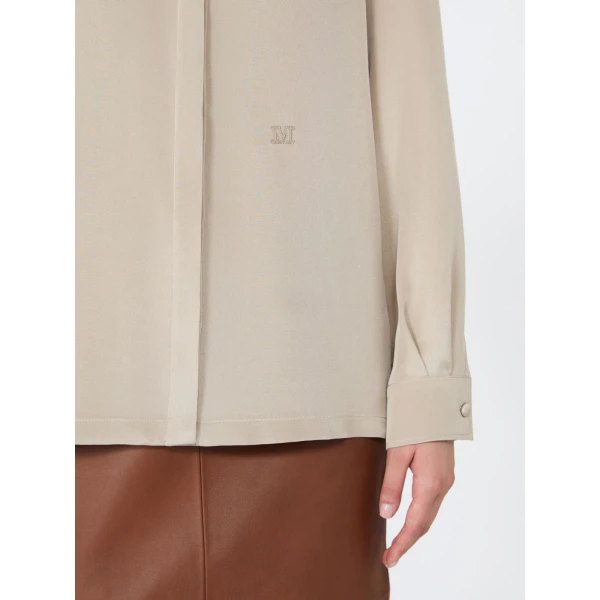 Max Mara Geranio Silk Crepe de Chine Shirt in Stone Grey | Shirts | Luxury Shoes 