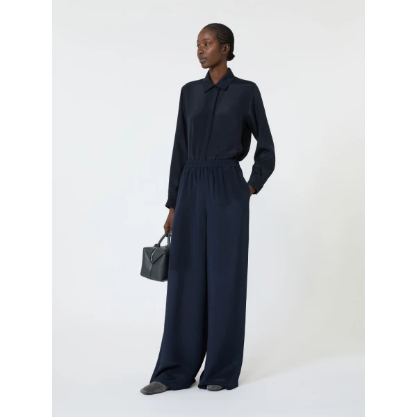 Max Mara Geranio Silk Crepe de Chine Shirt in Ultramarine | Shirts | Luxury Shoes 