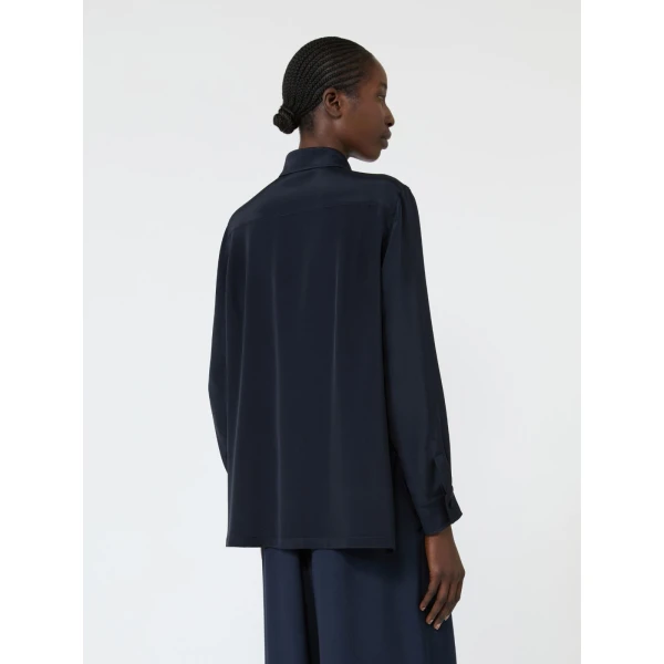 Max Mara Geranio Silk Crepe de Chine Shirt in Ultramarine | Shirts | Luxury Shoes 
