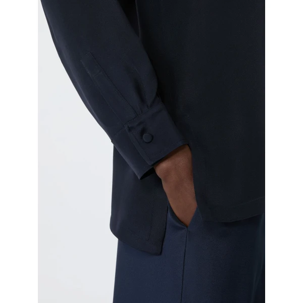 Max Mara Geranio Silk Crepe de Chine Shirt in Ultramarine | Shirts | Luxury Shoes 