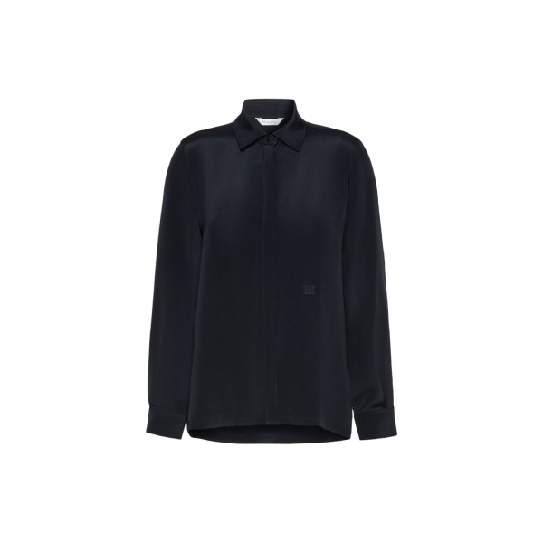 Max Mara Geranio Silk Crepe de Chine Shirt in Ultramarine | Shirts | Luxury Shoes 