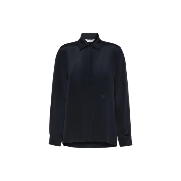 Geranio Silk Crepe de Chine Shirt in Ultramarine