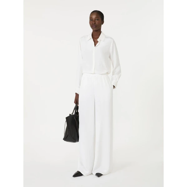 Max Mara Geranio Silk Crepe de Chine Shirt in White | Shirts | Luxury Shoes 