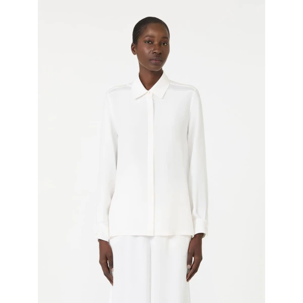 Max Mara Geranio Silk Crepe de Chine Shirt in White | Shirts | Luxury Shoes 