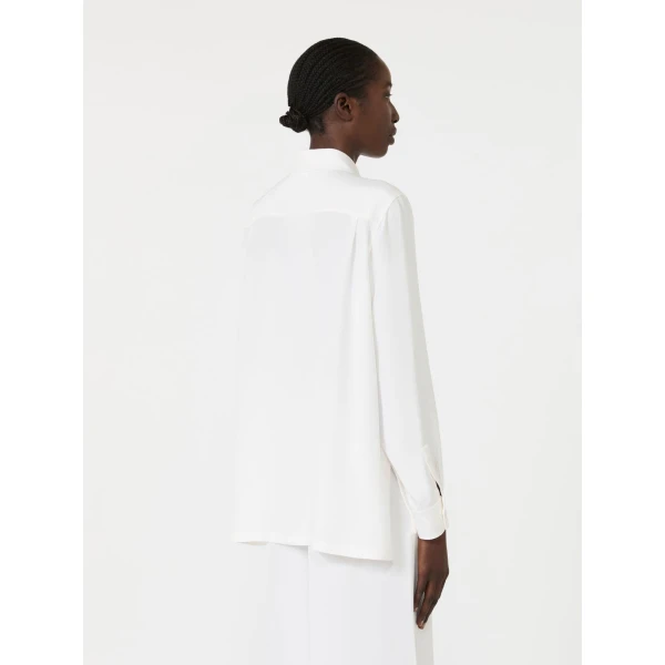 Max Mara Geranio Silk Crepe de Chine Shirt in White | Shirts | Luxury Shoes 