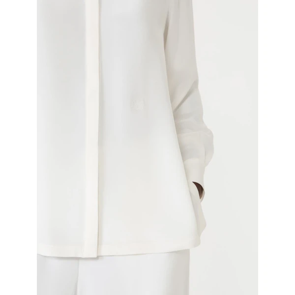 Max Mara Geranio Silk Crepe de Chine Shirt in White | Shirts | Luxury Shoes 