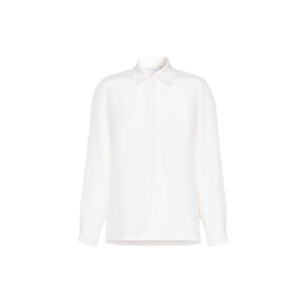 Max Mara Geranio Silk Crepe de Chine Shirt in White | Shirts | Luxury Shoes 