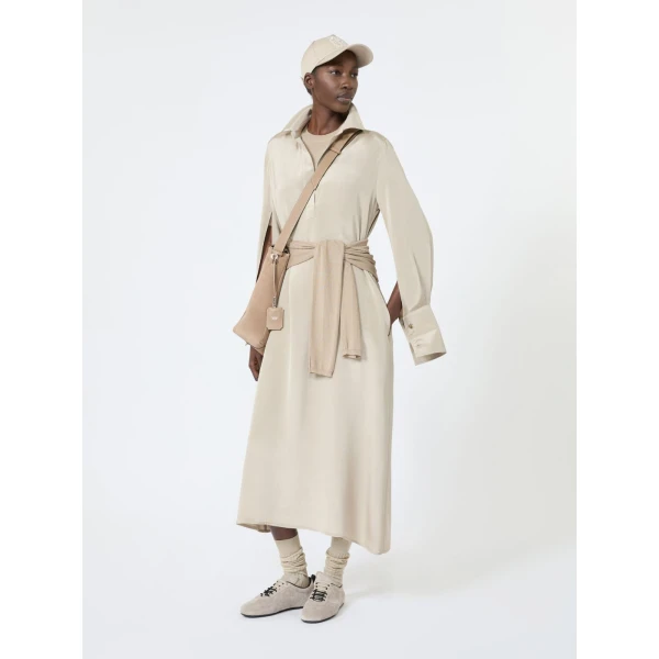 Max Mara Gergo Cashmere and Silk Polo Sweater in Stone Grey | Sweaters | Luxury Shoes 