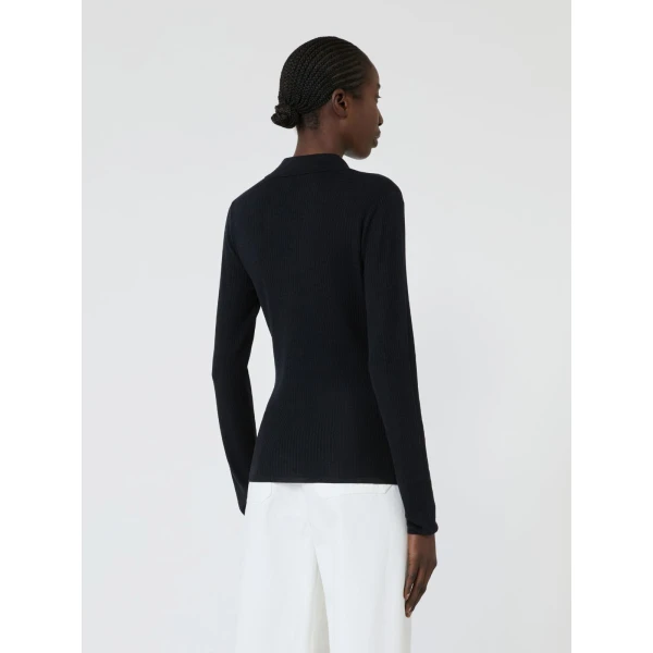 Max Mara Gergo Cashmere and Silk Polo Sweater in Ultramarine | Sweaters | Luxury Shoes 