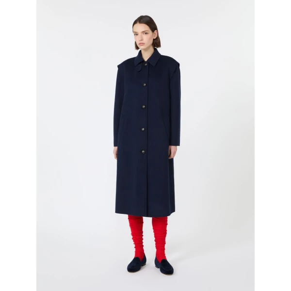 Max Mara Gessati Double Wool Broadcloth Coat in Midnight Blue | Wool Coat | Luxury Shoes 
