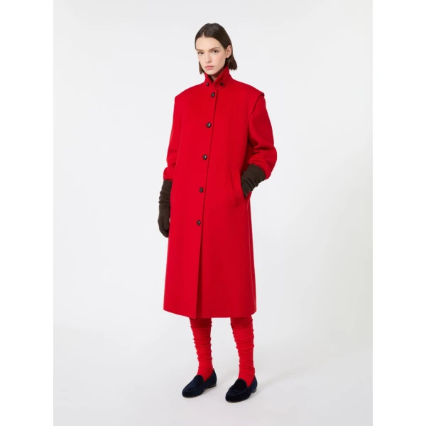 Max Mara Gessati Double Wool Broadcloth Coat in Red | Wool Coat | Luxury Shoes 