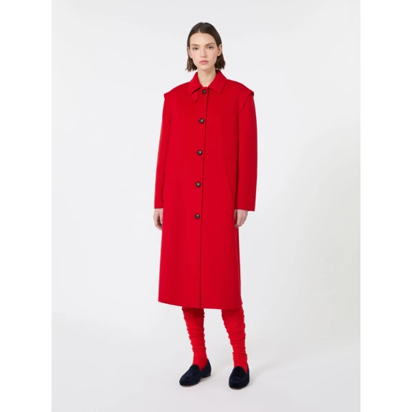 Max Mara Gessati Double Wool Broadcloth Coat in Red | Wool Coat | Luxury Shoes 