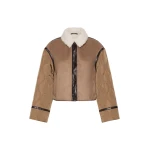 Max Mara Gessati Suede-Effect Cropped Padded Jacket in Camel | Leather Jackets | Luxury Shoes 
