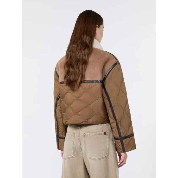 Max Mara Gessati Suede-Effect Cropped Padded Jacket in Camel | Leather Jackets | Luxury Shoes 