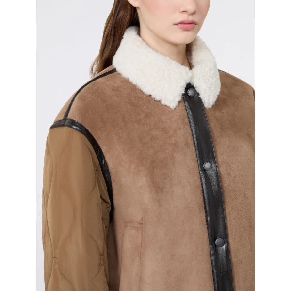 Max Mara Gessati Suede-Effect Cropped Padded Jacket in Camel | Leather Jackets | Luxury Shoes 